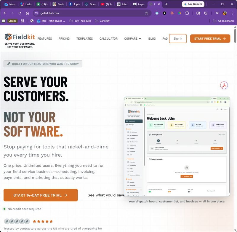Screenshot of FieldKit — a full-stack field service management platform for small businesses